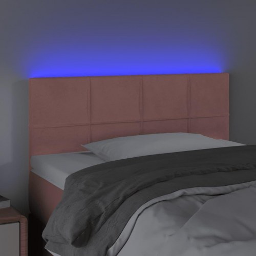 Sengegavl med LED-lys 90 x 5 x 78/88 cm - lyserød fløjl