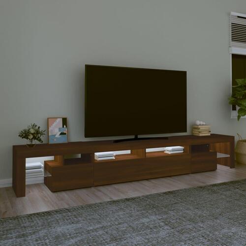 Tv-skab med LED-lys 260x36,5x40 cm brun egetræ