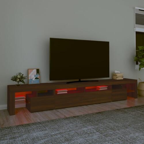 Tv-skab med LED-lys 260x36,5x40 cm brun egetræ