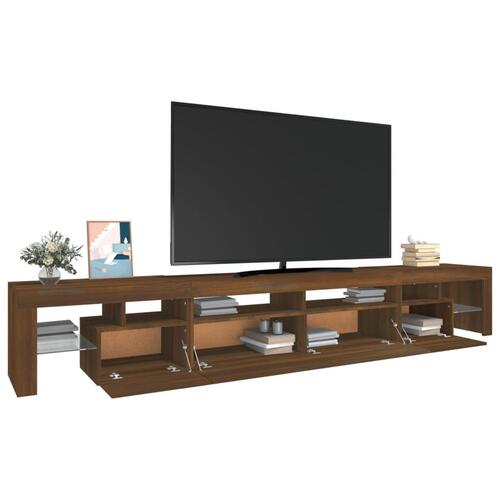 Tv-skab med LED-lys 260x36,5x40 cm brun egetræ