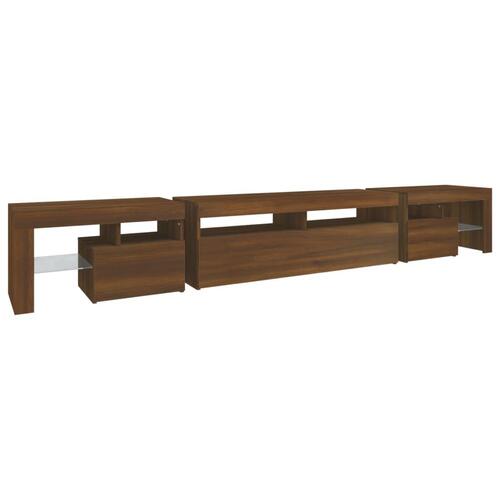 Tv-skab med LED-lys 260x36,5x40 cm brun egetræ