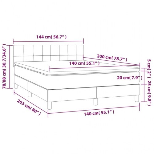 Kontinentalseng med madras 140x200 cm - stof, cremefarvet