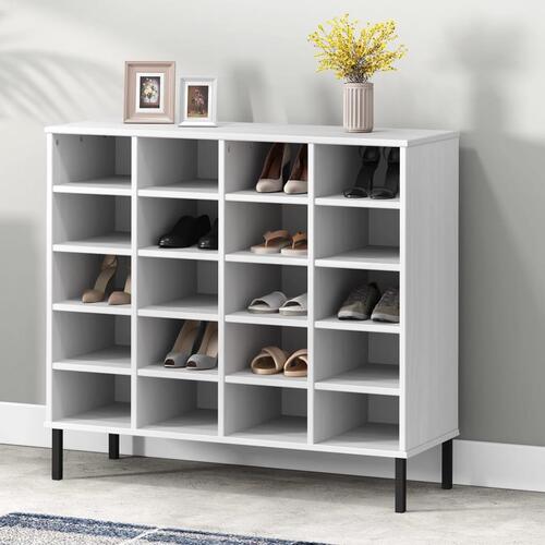 Skoreol med metalben OSLO 95x35x86 cm massivt træ hvid