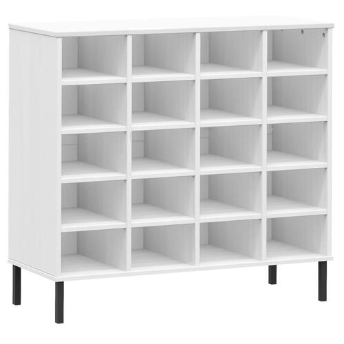 Skoreol med metalben OSLO 95x35x86 cm massivt træ hvid