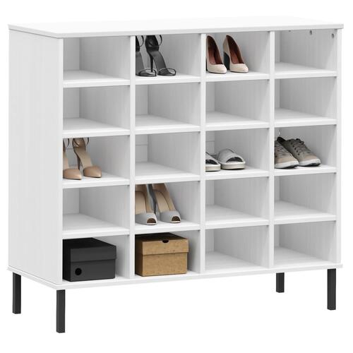 Skoreol med metalben OSLO 95x35x86 cm massivt træ hvid