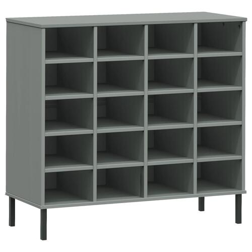 Skoreol med metalben OSLO 95x35x87 cm massivt træ grå