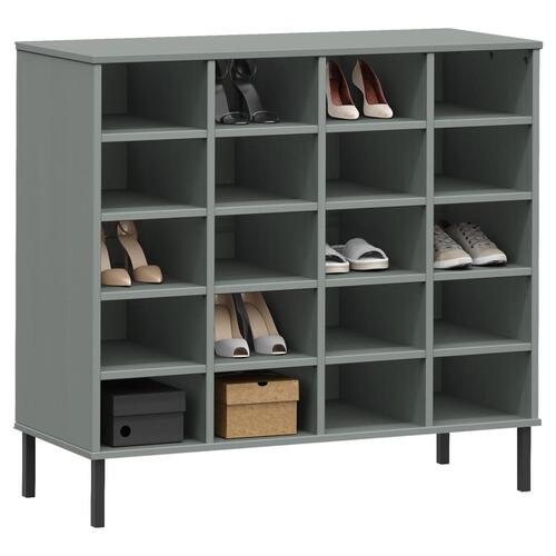 Skoreol med metalben OSLO 95x35x87 cm massivt træ grå