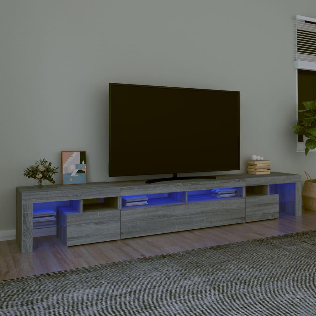 Tv-skab med LED-lys 260x36,5x40 cm grå sonoma-eg
