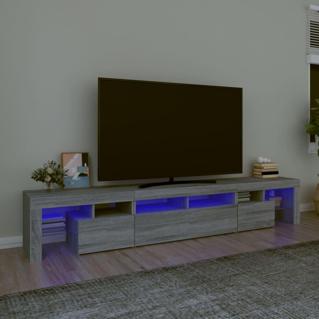 Tv-skab med LED-lys 230x36,5x40 cm grå sonoma-eg