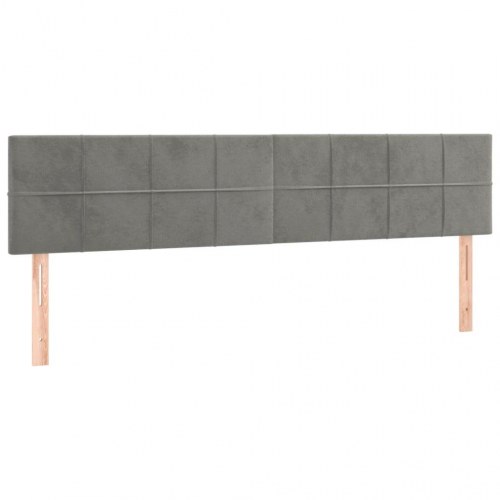 Sengegavl med LED-lys 160 x 5 x 78/88 cm - lysegrå fløjl