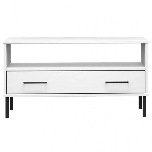 Sofabord med metalben OSLO 85x50x45 cm massivt træ hvid
