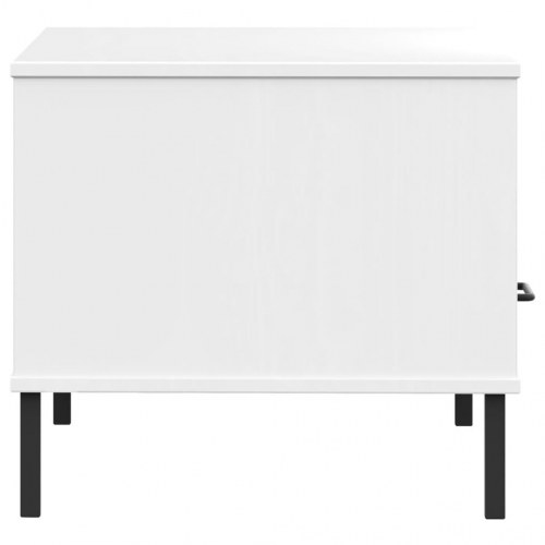 Sofabord med metalben OSLO 85x50x45 cm massivt træ hvid