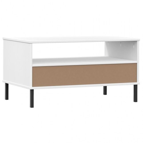 Sofabord med metalben OSLO 85x50x45 cm massivt træ hvid