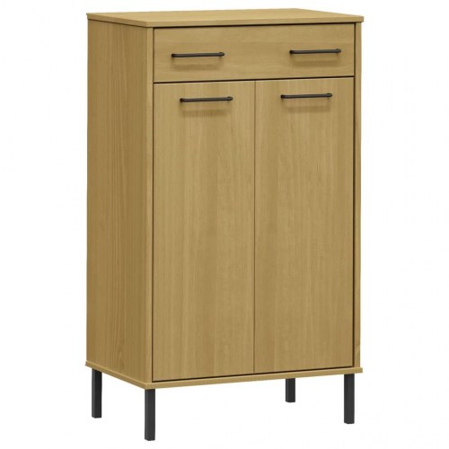 Skoskab med metalben OSLO massivt fyrretræ brun