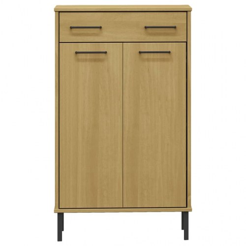 Skoskab med metalben OSLO massivt fyrretræ brun