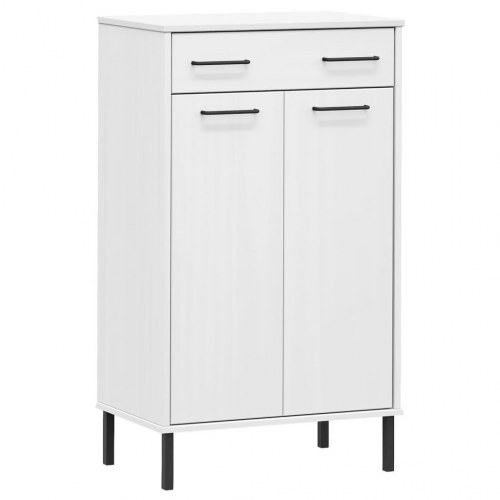 Skoskab med metalben OSLO massivt fyrretræ hvid