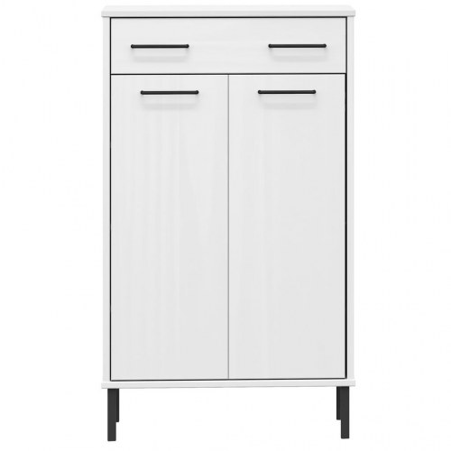 Skoskab med metalben OSLO massivt fyrretræ hvid