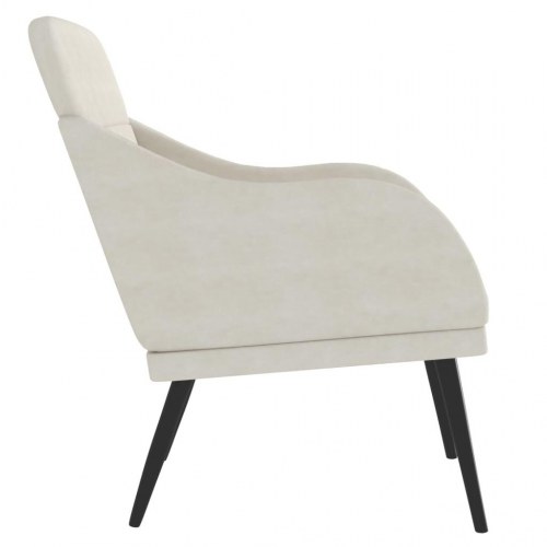 Lænestol i velour - cremefarvet, 63 × 76 × 80 cm