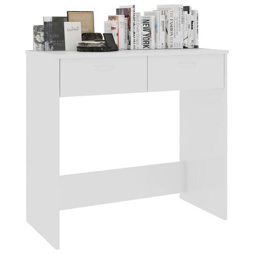 Skrivebord 80x40x75 cm konstrueret træ hvid højglans