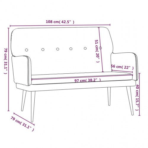 Bænk 108x79x79 cm velour lysegrå