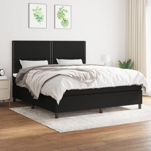 Kontinentalseng med madras 160×200 cm - stof, sort