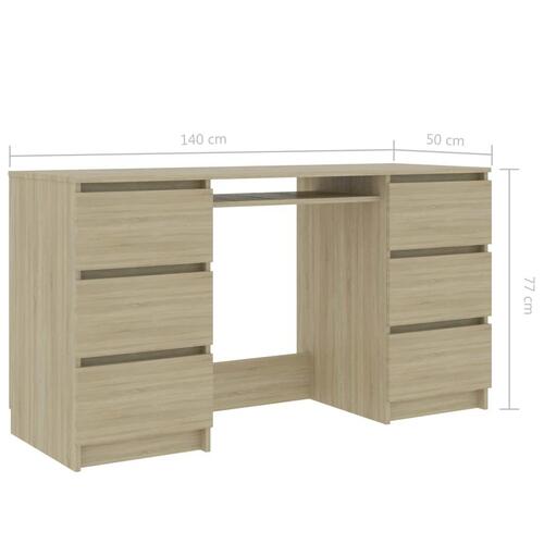 Skrivebord 140x50x77 cm konstrueret træ sonoma-eg