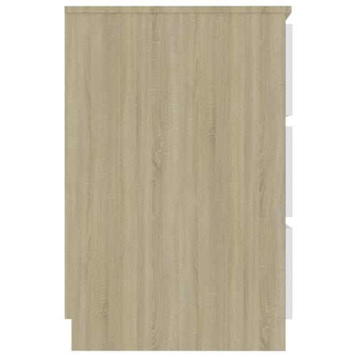 Skrivebord 140x50x77 cm konstrueret træ hvid og sonoma-eg