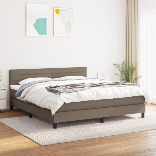 Kontinentalseng med madras 180×200 cm - stof, gråbrun