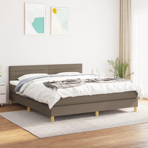 Kontinentalseng med madras 160×200 cm - stof, gråbrun