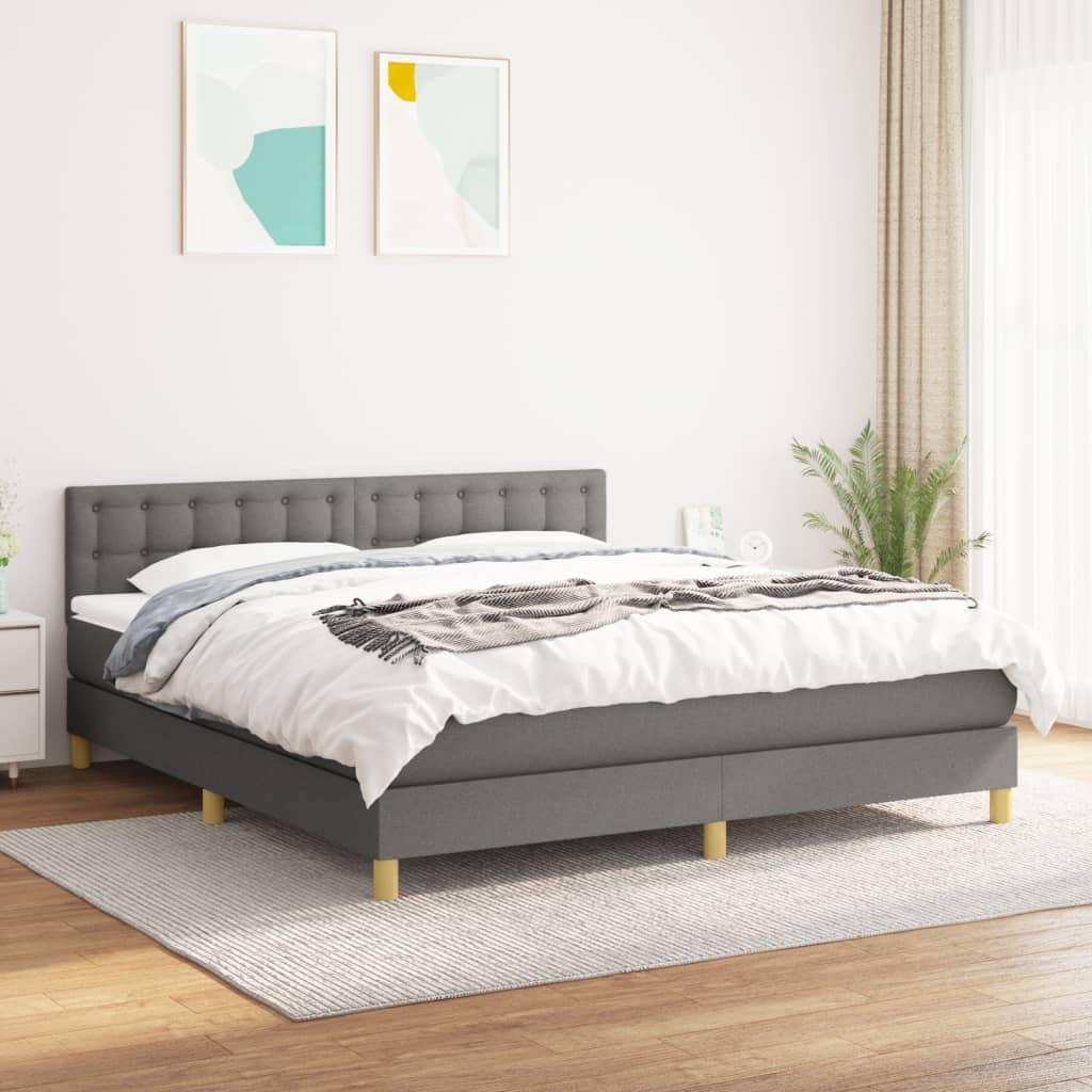 Boxmadras Med Topmadras Med Madras Lysegrå 90 X 190 Cm Stof - Mørkegrå / 180 x 200 cm / knapper