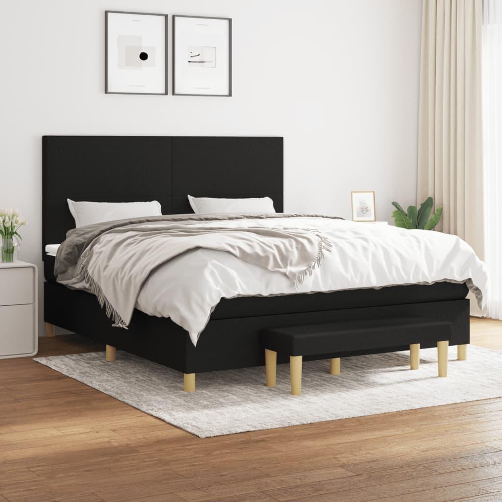 Kontinentalseng med madras 180×200 cm - stof, sort