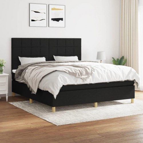 Kontinentalseng med madras 180×200 cm - stof, sort