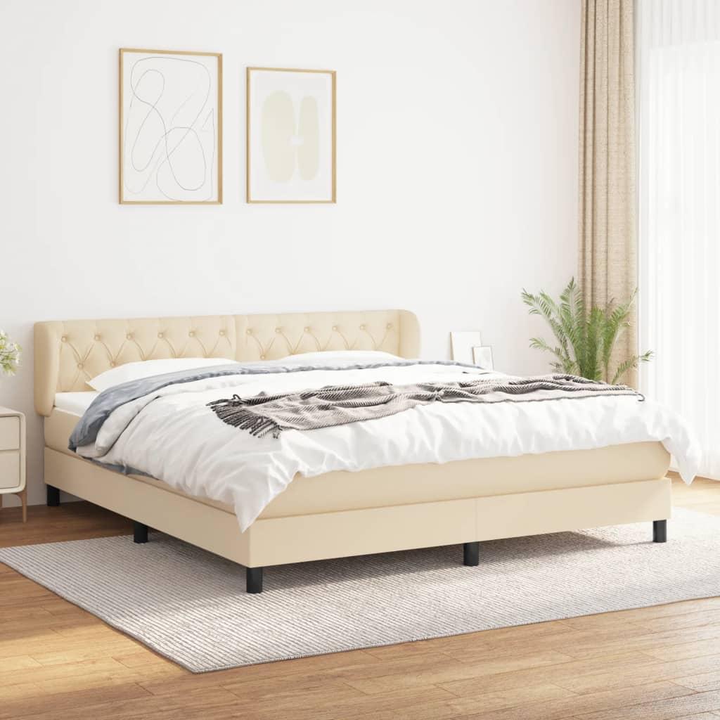 Kontinentalseng Med Madras Stof Farvet Creme - Med pynteknapper / 160 x 200 cm