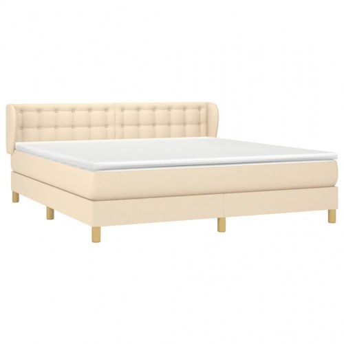Kontinentalseng med madras 160×200 cm - stof, cremefarvet