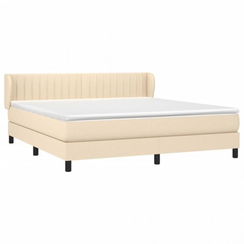Kontinentalseng med madras 160x200 cm - stof, cremefarvet