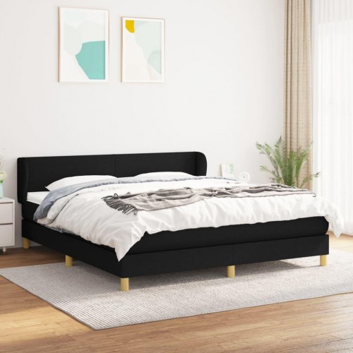 Kontinentalseng med madras 180 x 200 cm - stof, sort