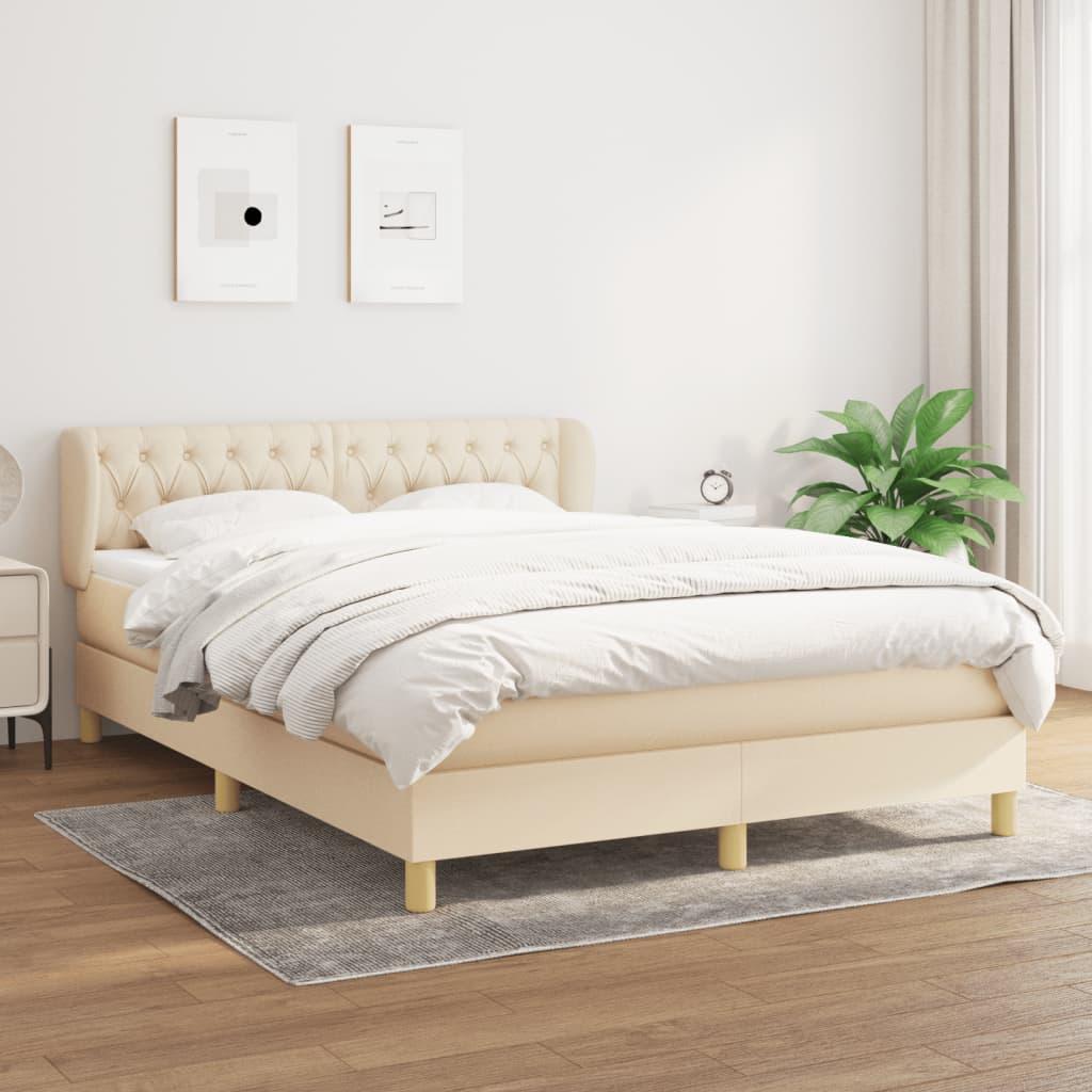 Kontinentalseng Med Madras Stof Farvet Creme - Med pynteknapper / 140 x 200 cm