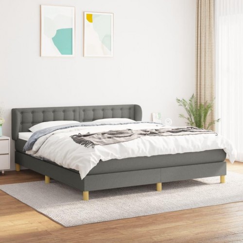 Kontinentalseng med madras 180×200 cm - stof, mørkegrå