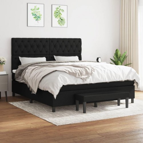 Kontinentalseng med madras 160×200 cm - stof, sort