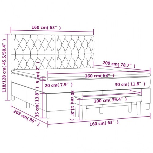 Kontinentalseng med madras 160×200 cm - stof, sort