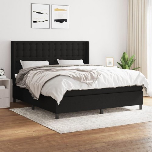 Kontinentalseng med madras 160×200 cm - stof, sort