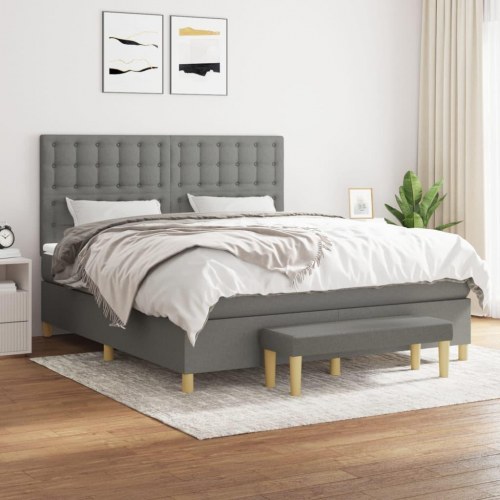 Kontinentalseng med madras 180x200 cm - stof, mørkegrå