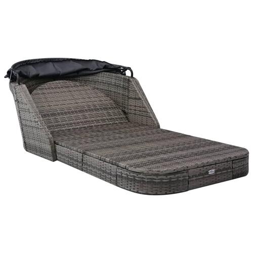 Solseng med baldakin polyrattan antracitgrå