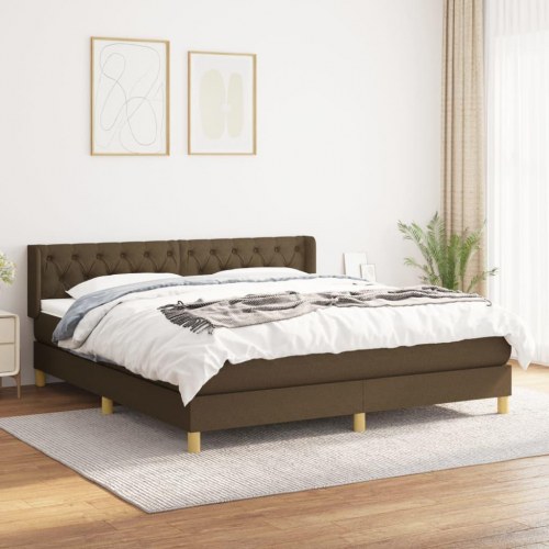 Kontinentalseng med madras 160×200 cm - stof, mørkebrun