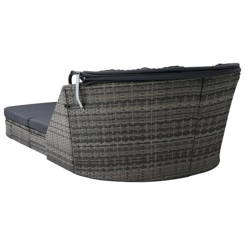 Solseng med baldakin polyrattan antracitgrå