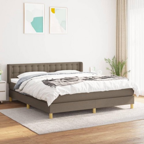 Kontinentalseng med madras 160×200 cm - stof, gråbrun
