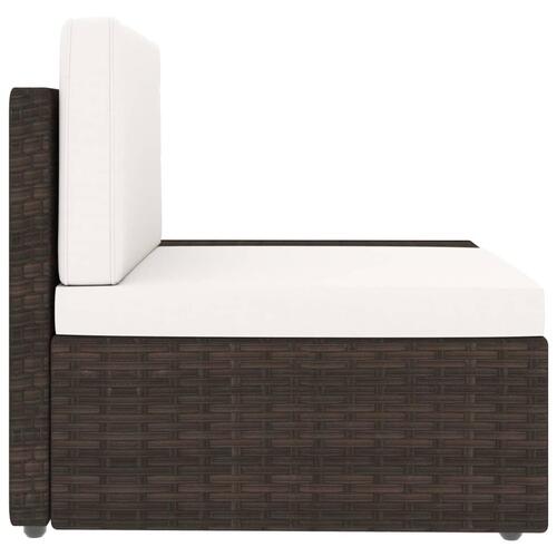 3-personers sofa modulær polyrattan brun