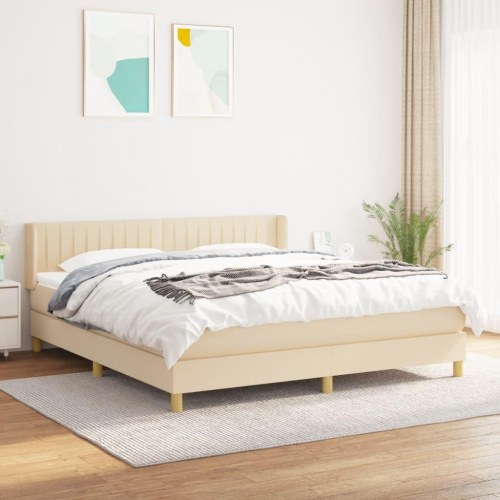 Kontinentalseng med madras 180 × 200 cm - stof, cremefarvet