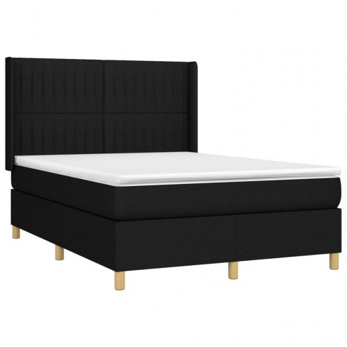 Kontinentalseng med madras 140×200 cm - stof, sort