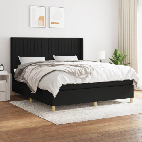 Kontinentalseng med madras 180 x 200 cm - stof, sort